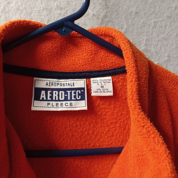 Aeropostale Aero-Tec Men's Med Vtg Orange Fleece Pullover Sweater Gorpcore - Picture 4 of 5